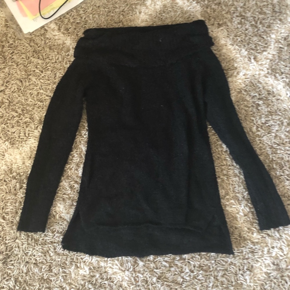 Over the shoulder black sweater